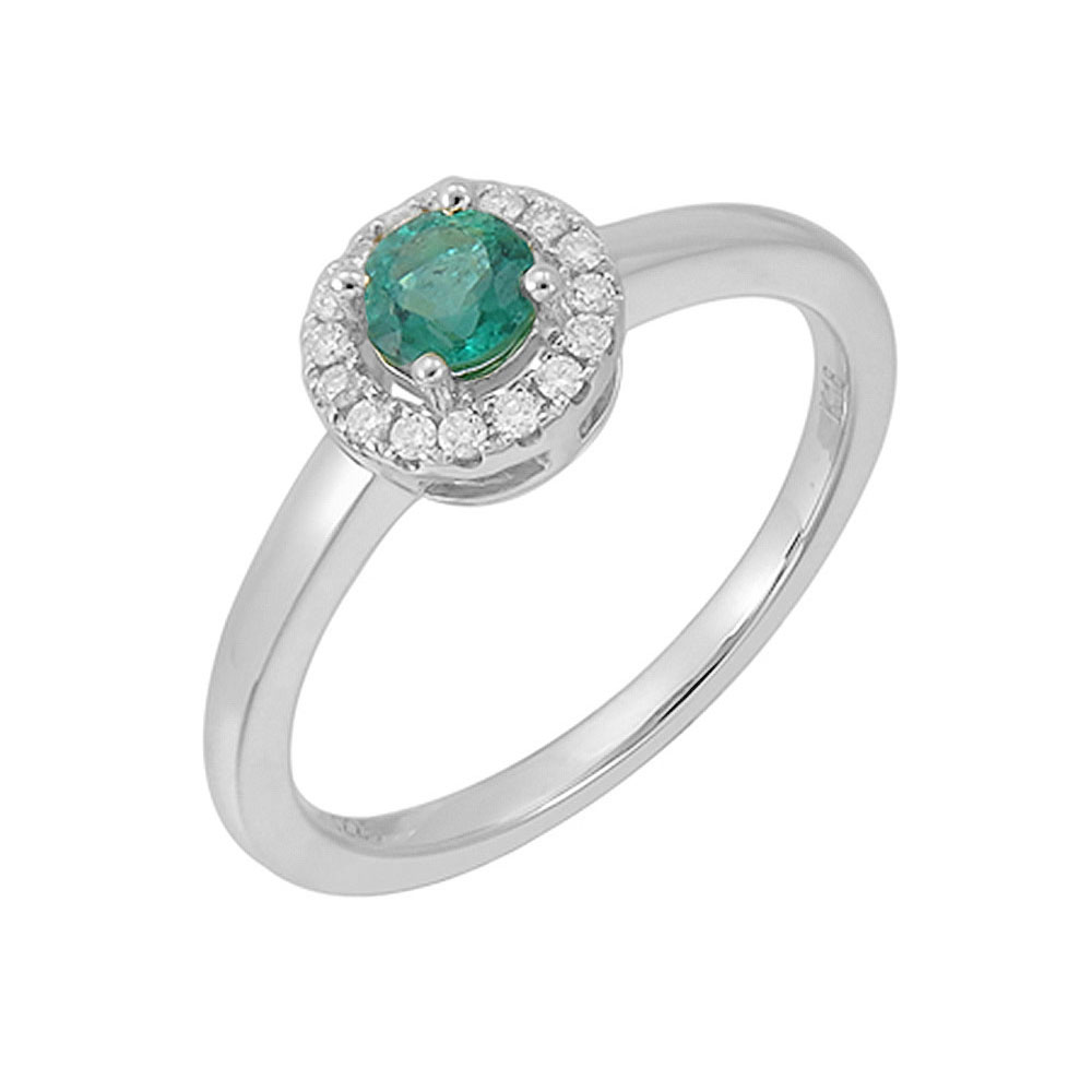 Green Emerald with a halo ring 3676