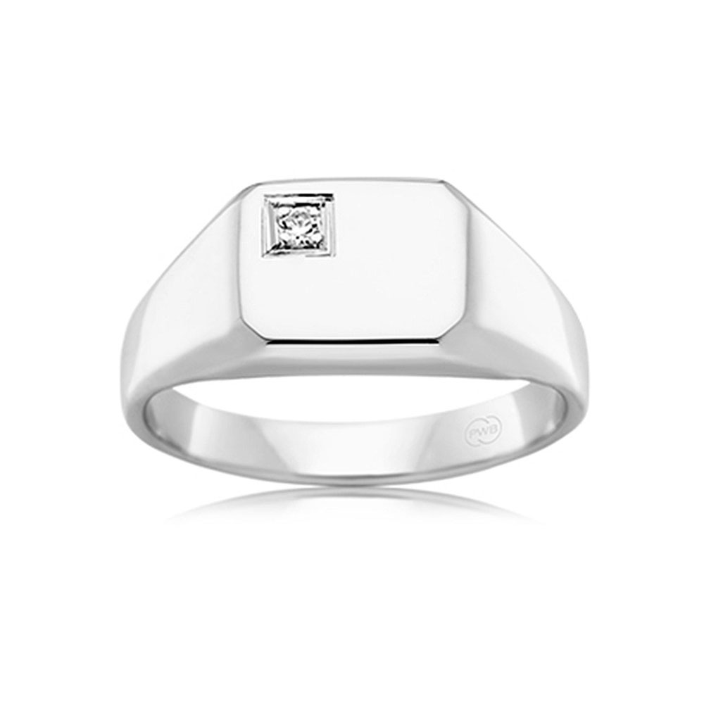 Rectangle Mens Ring With Diamond Temple & Grace NZ