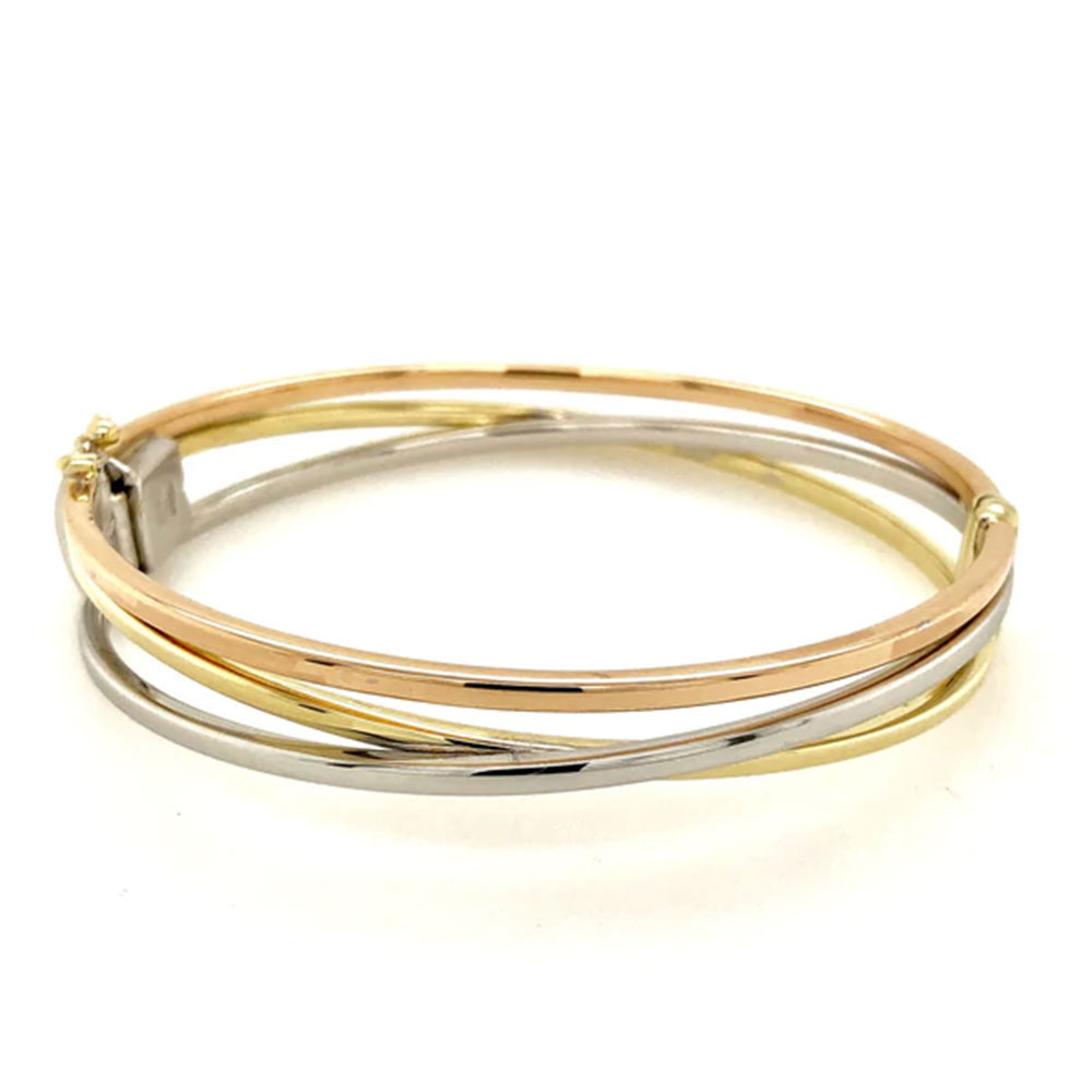 Three Tone Italian Gold Bangle Temple & Grace NZ
