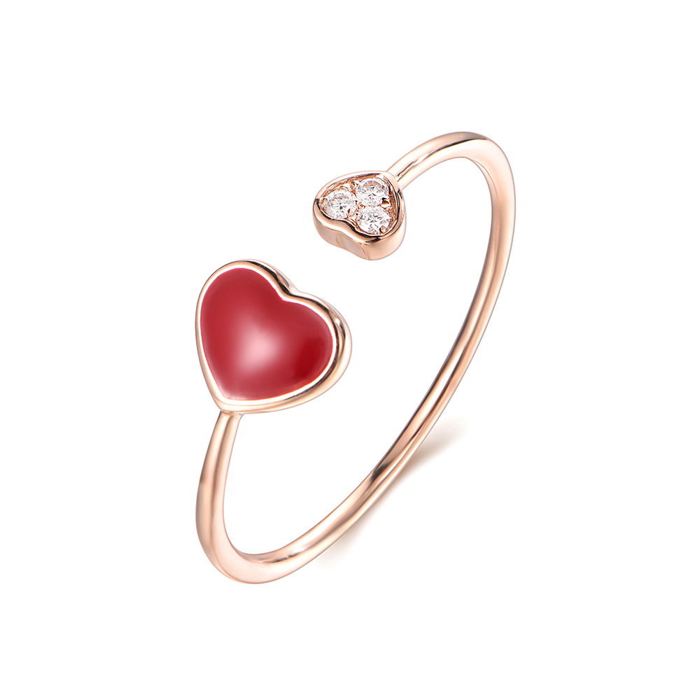 Heart on Heart Enamel Ring