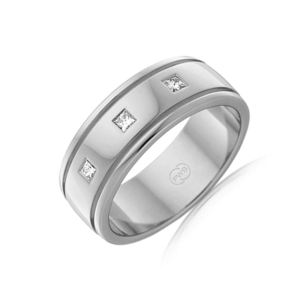 Three stone mens wedding ring HR3353