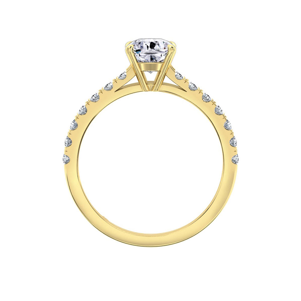 Cushion Cut Engagement Ring On A Pave Band