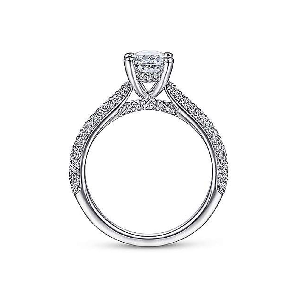 Oval cut on a pave band engagement ring