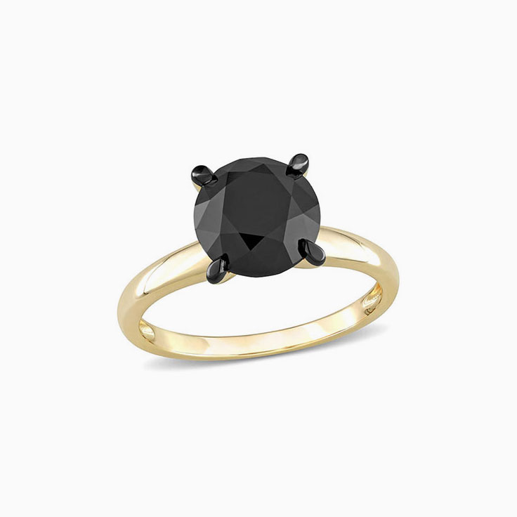 Black diamond solitaire engagement ring