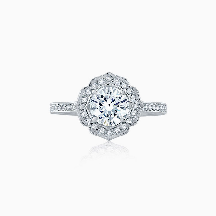 Floral Engagement Pave Ring