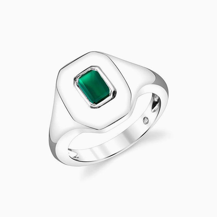 Green Emerald Pinky Ring