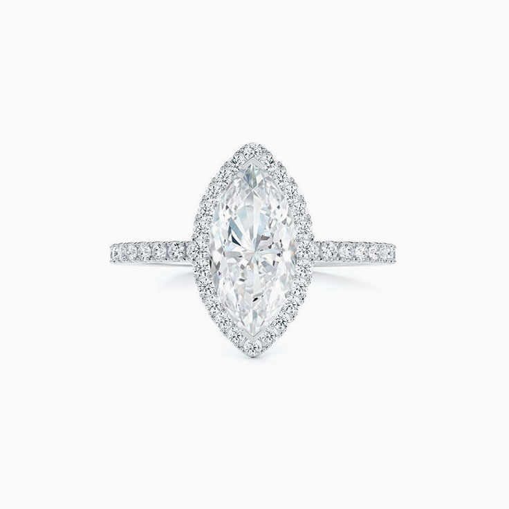 Brilliant Marquise Diamond Engagement Pave Ring