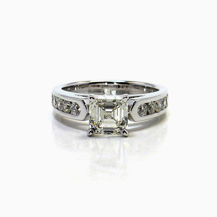 Asscher Cut Diamond Engagement Channel Ring