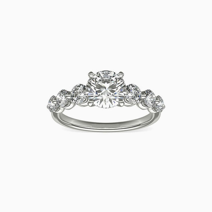 Claw Set Diamond Engagement Side Stone Ring