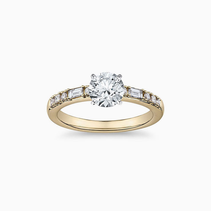 Sleek Multi Shape Diamond Engagement Side Stone Ring