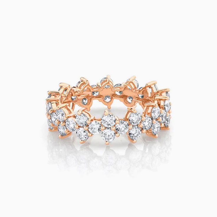 Double Row Diamond Zig Zag Ring
