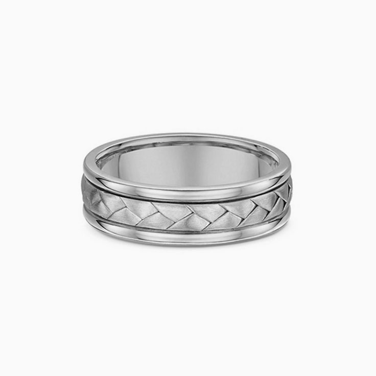 Two Tone Braided Mens Wedding Band