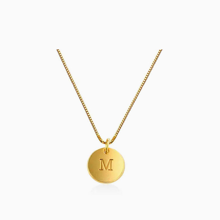 Gold Disc Initial Pendant