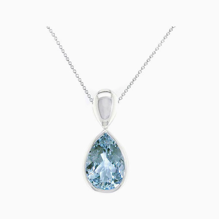 Classic Drop Set Aquamarine Pendant