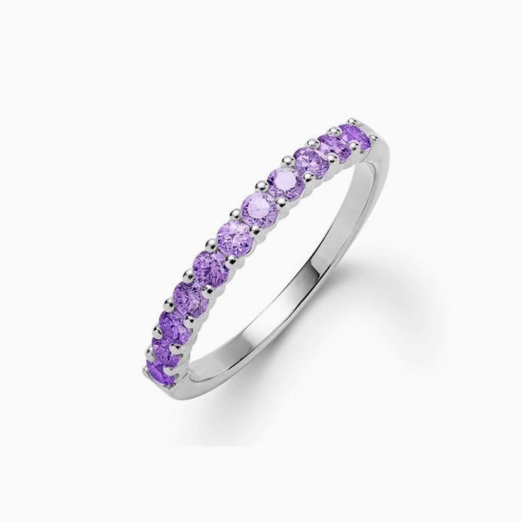 Half Eternity Amethyst Stackable Ring