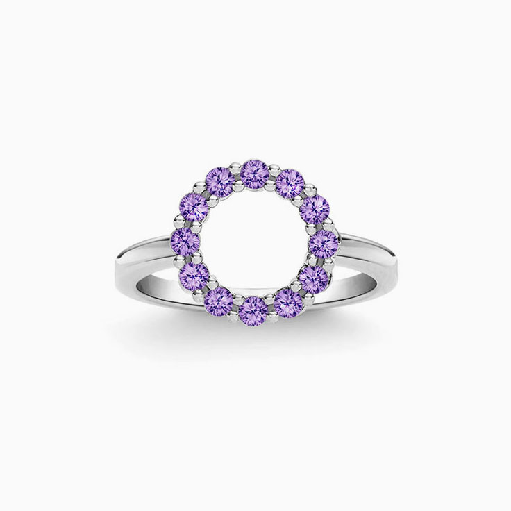 Open Circle Amethyst Ring