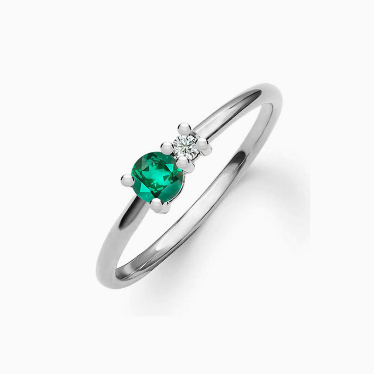 Round Emerald And Diamond Ring