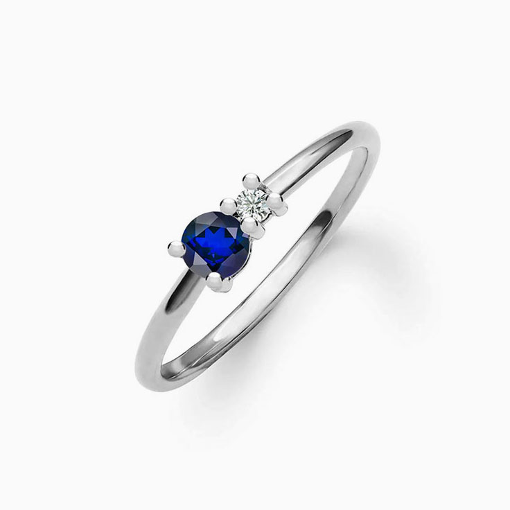 Round Sapphire And Diamond Ring
