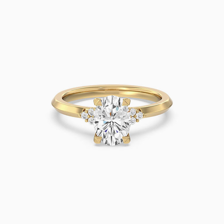 Lab Grown Sleek Edged Diamond Engagement Ring