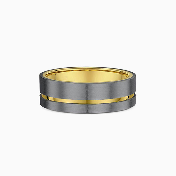 Tantalum And Gold Mens Wedding Band