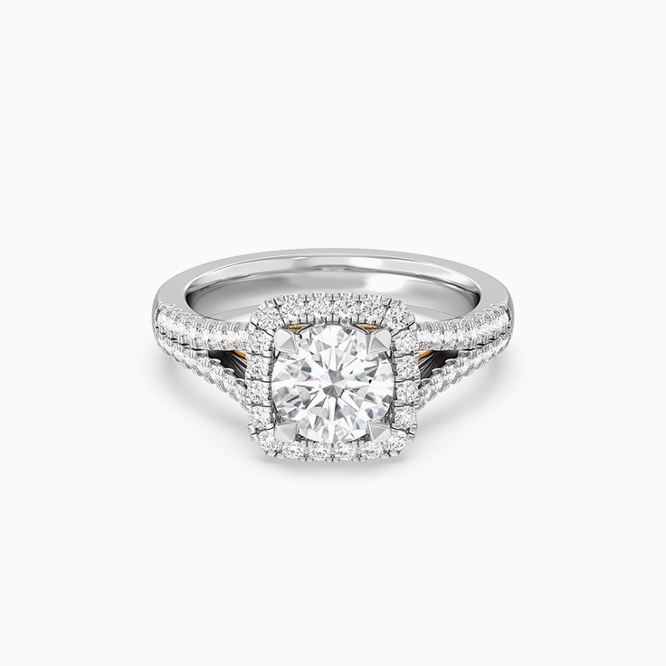 Round Halo Split Shank Lab Diamond Engagement Ring