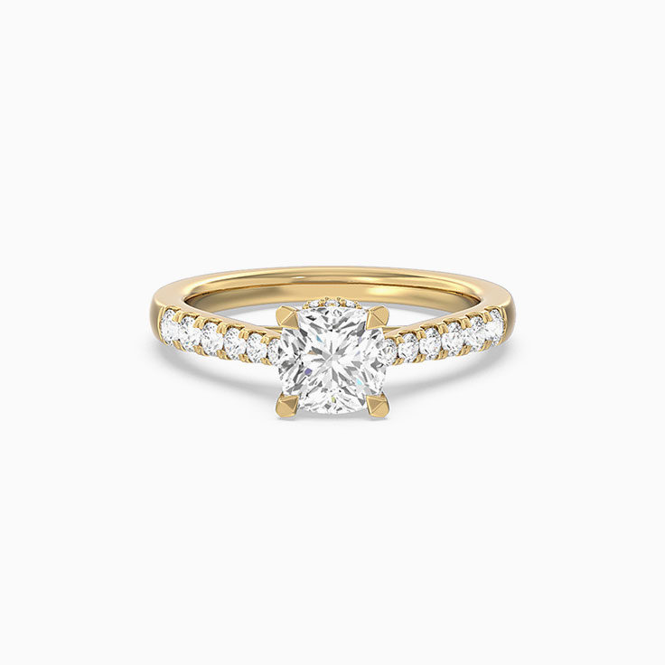 Claw Set Cushion Lab grown Engagement Ring