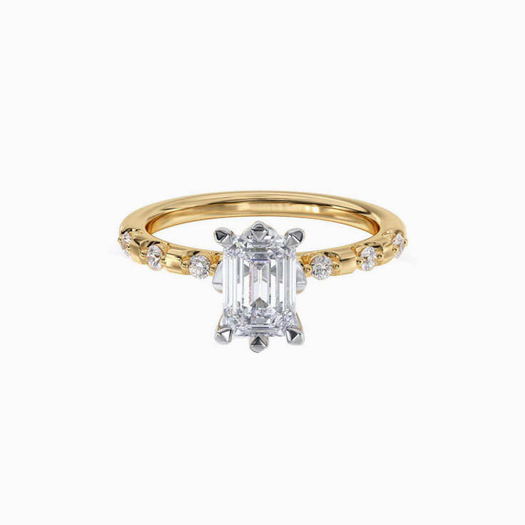 Lab Grown Floral Emerald Diamond Engagement Ring