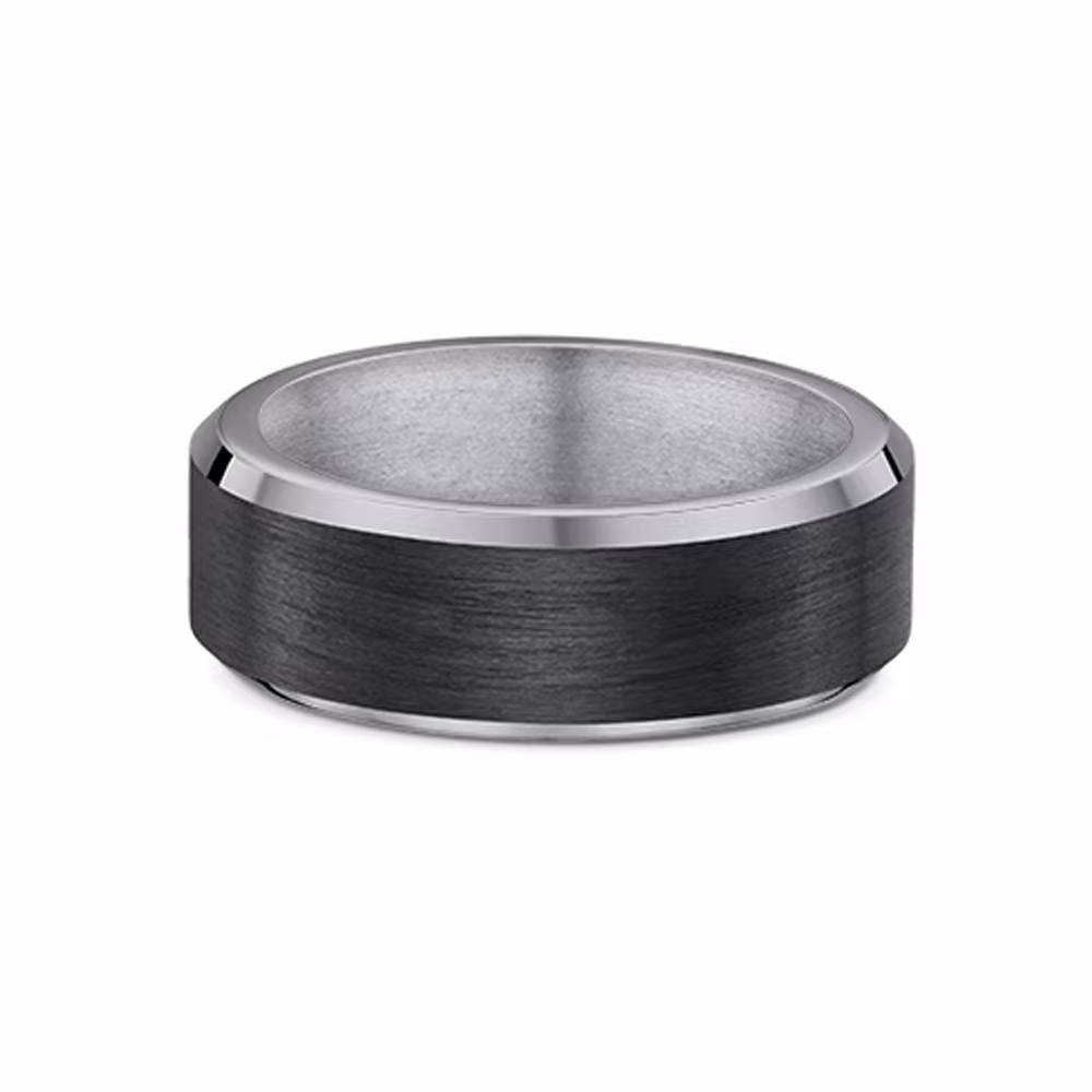 8mm Flat Bevelled Mens Wedding Ring