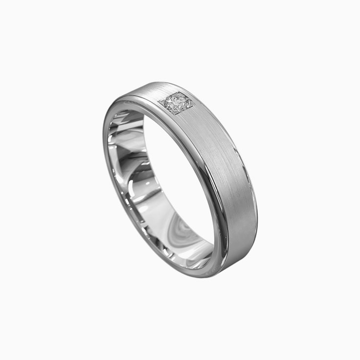 Centre Brushed Mens Wedding Ring