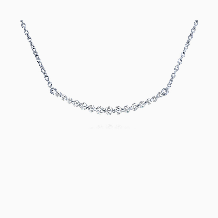 Diamond curved bar necklace