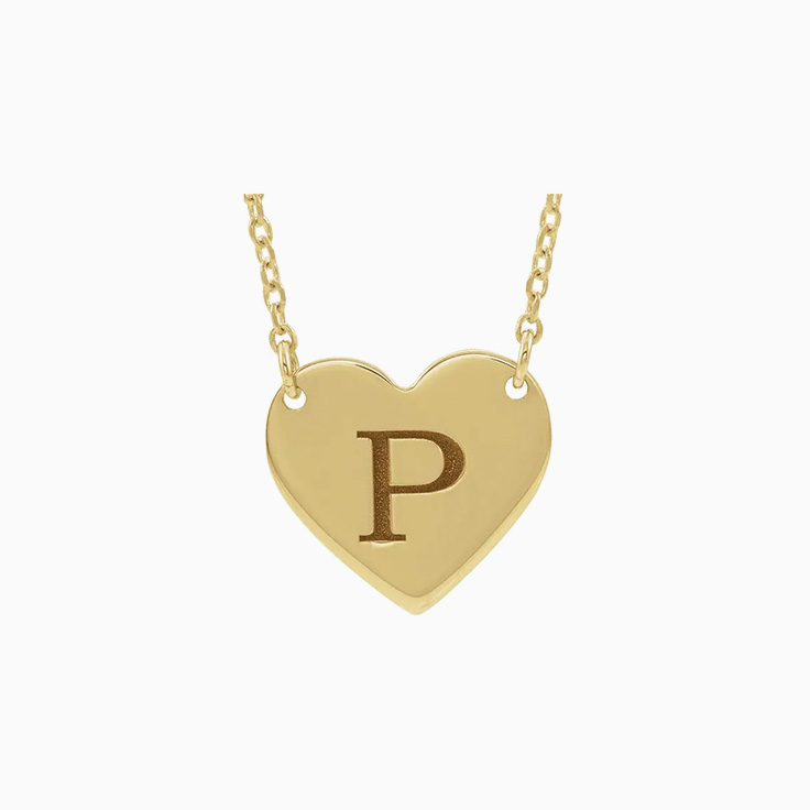 Engraved gold heart necklace