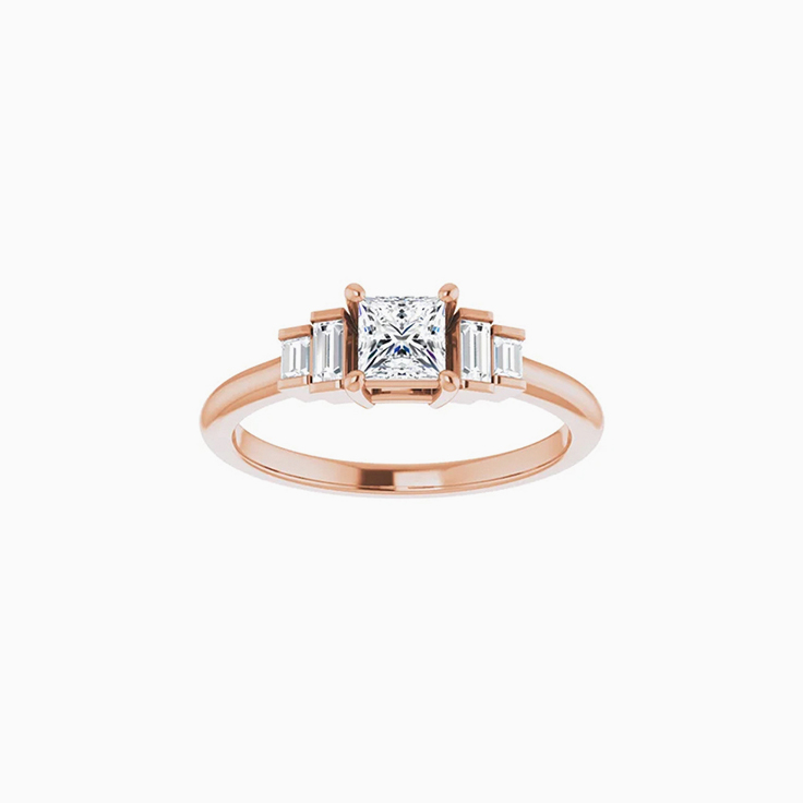 Square cut engagement ring