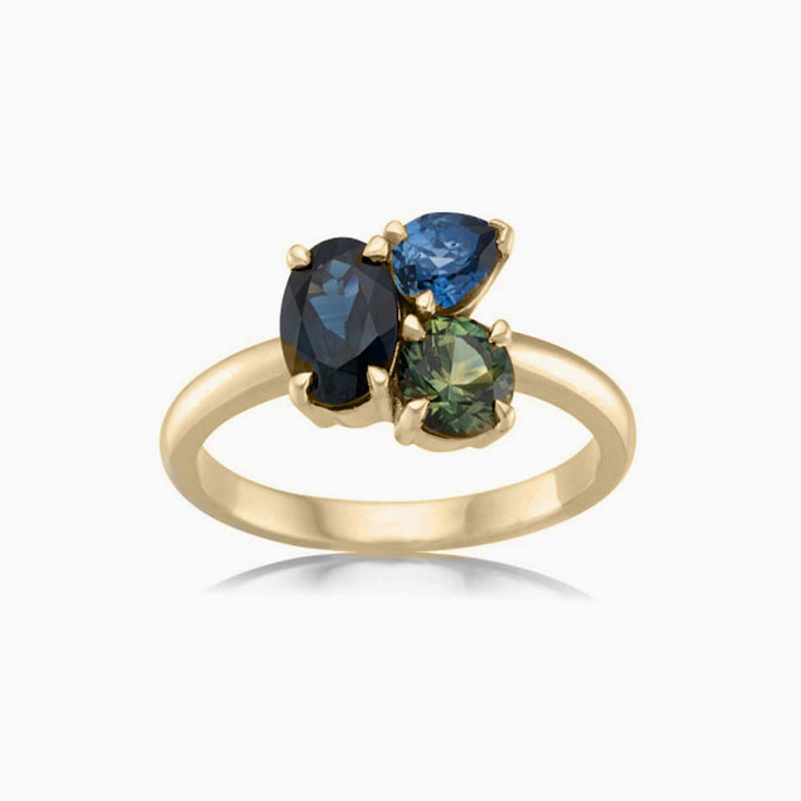 Three gemstone ring