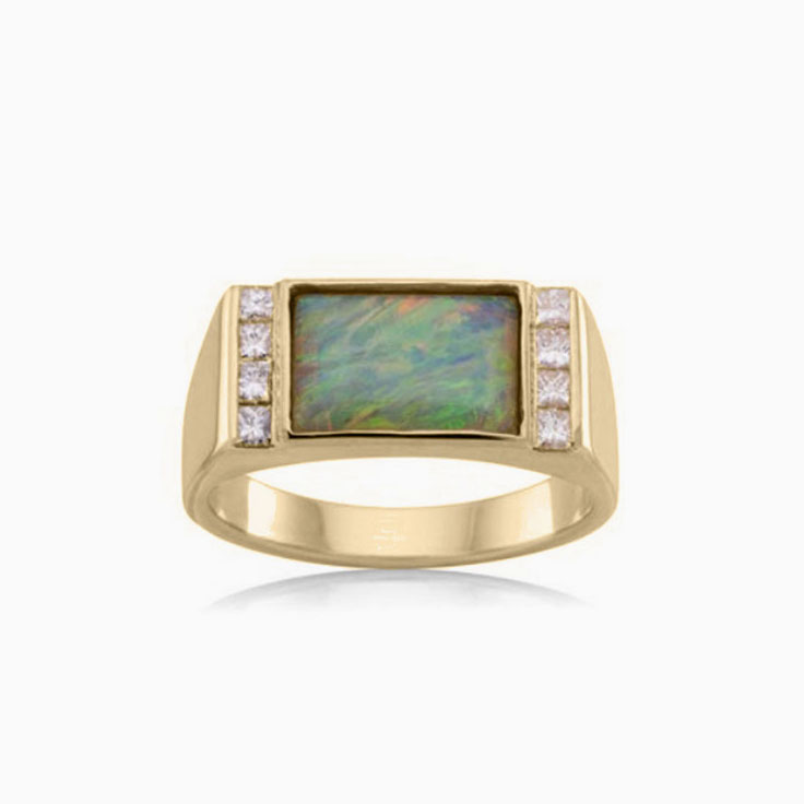 opal and diamond signet ring