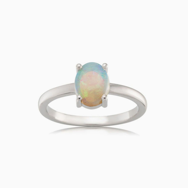 Oval opal engagement ring