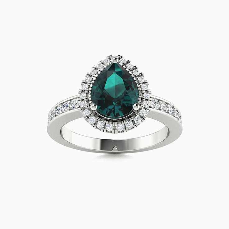 Pear Alexandrite engagement ring