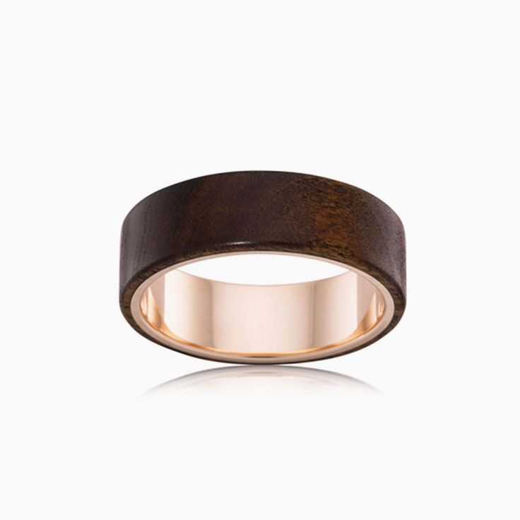 Wood with gold inlay ring