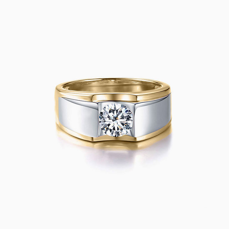 Two tone diamond mens wedder
