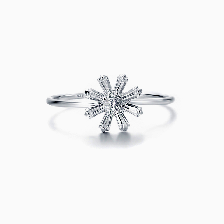Baguette Flower Diamond Ring