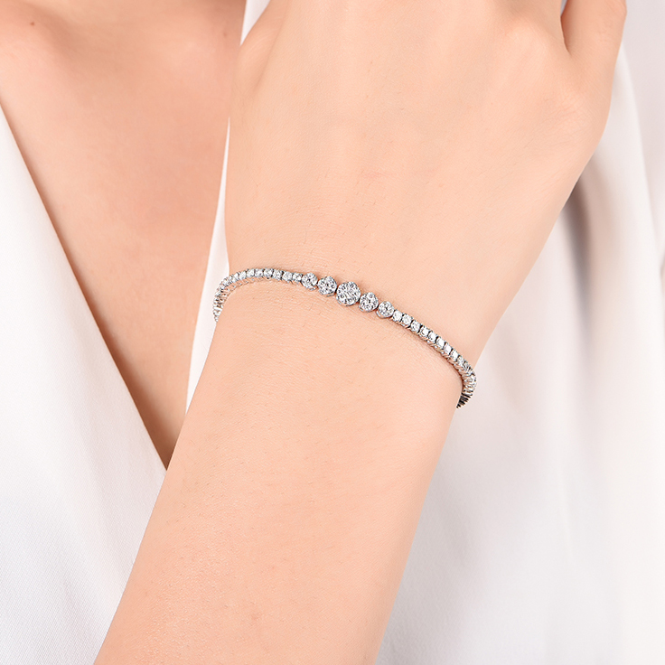 Five Round Cluster Tennis Bracelet