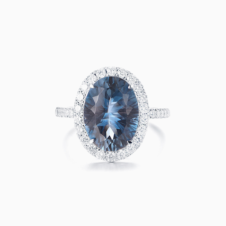 London Blue Topaz Diamond Halo Ring