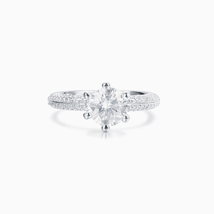 Round Brilliant cut on a Knife Edge Pave Set Engagement Ring