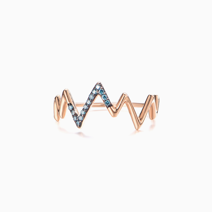 Zig Zag Blue diamond Ring