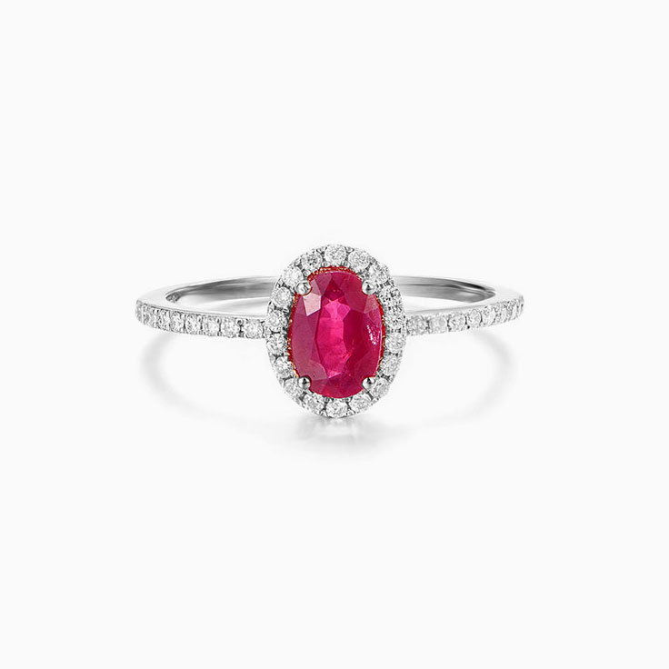 Ruby with Diamond Halo Ring