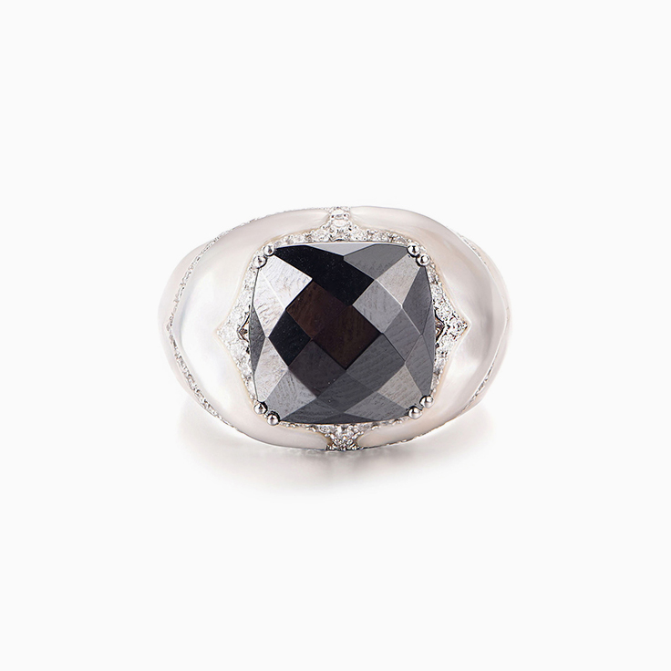 Cushion Hematite with Mother of Pearl