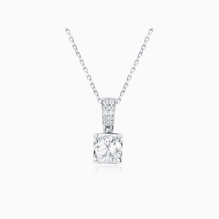 Solitaire pendant with diamond bail