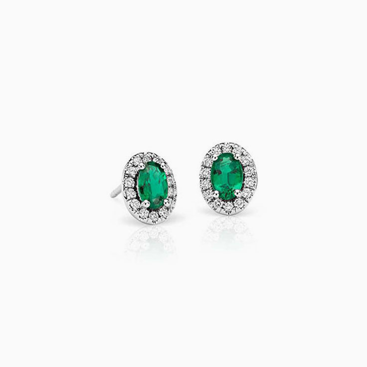 Emerald and Diamond Studs
