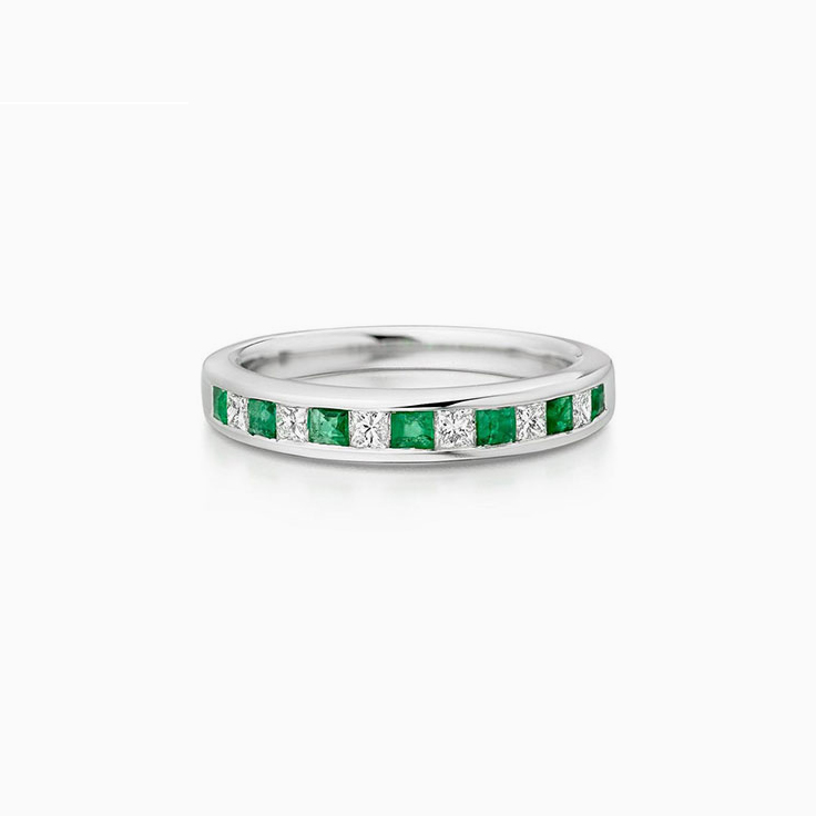 Green Emerald and Diamond Band