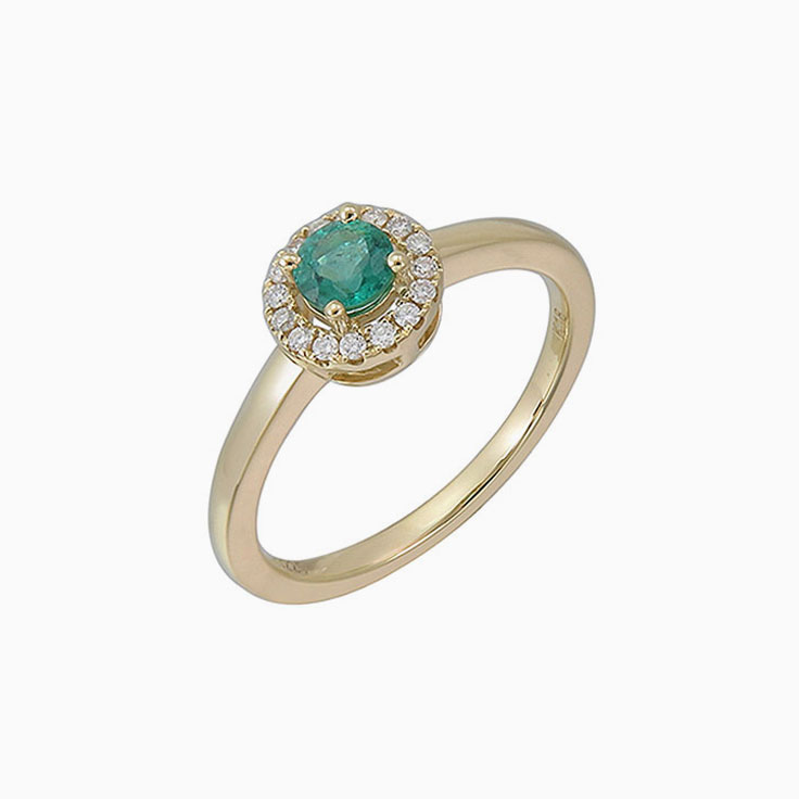 Green Emerald with a halo ring 3676