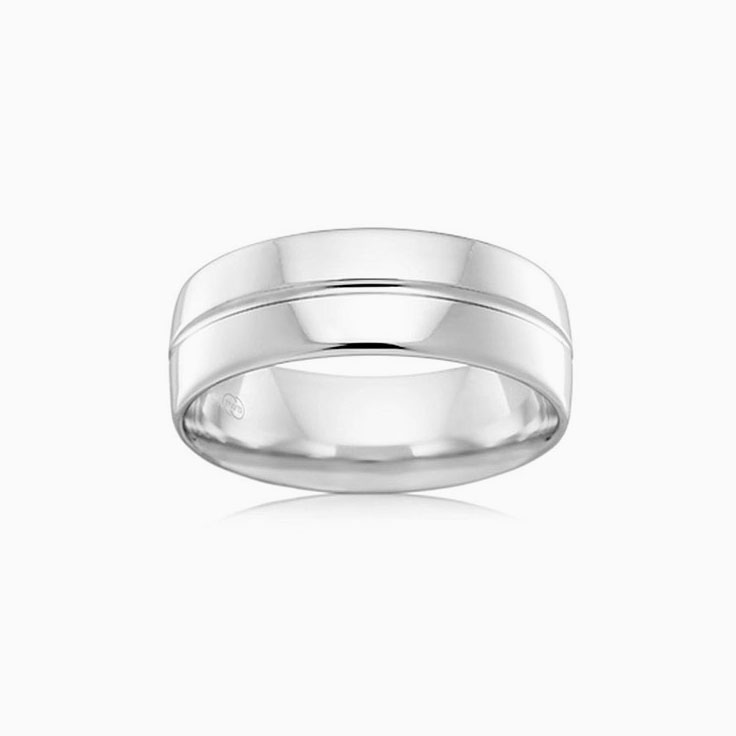 Polished centre grooved mens ring B2871